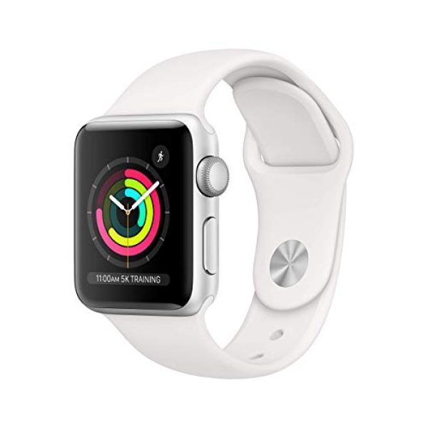 Apple Watch Series 3 (GPS, 38MM) - Silver Aluminum Case with White Sport Band - (Renewed)
