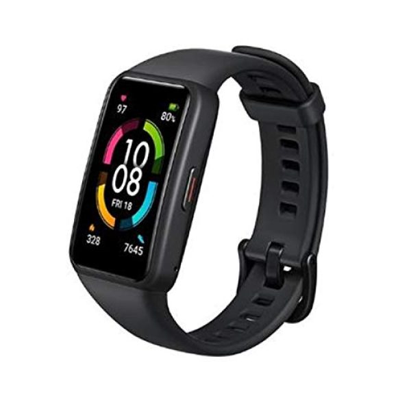 Honor Band 6 Smart Wristband 1st Full Screen 1.47" AMOLED Color Touchscreen SpO2 Swim Heart Rate Sleep Nap Stress All-in-One Activity Tracker 5ATM Waterproof Standard Version (Meteorite Black)