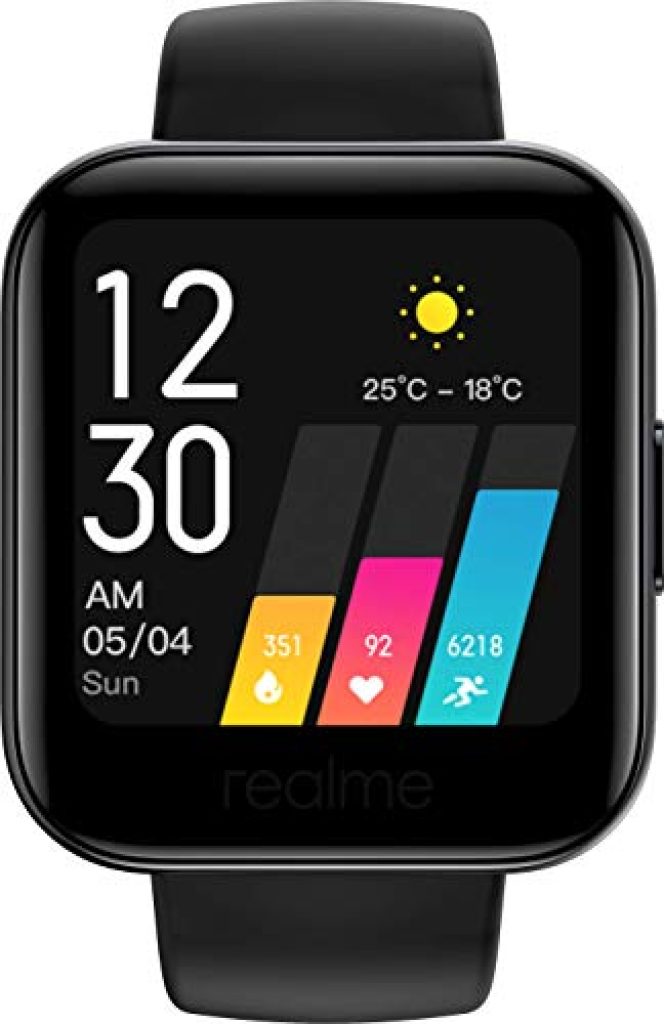Realme Watch (1.4") Blood-Oxygen Level & Heart Rate Monitor, Activity Tracker, IP68 Water Resistant, 9 Day Battery Life, Bluetooth 5.0, Smartwatch for Android, International Model - RMA161 (Black)